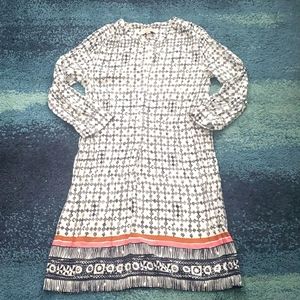 Loft black and white print shift dress Medium